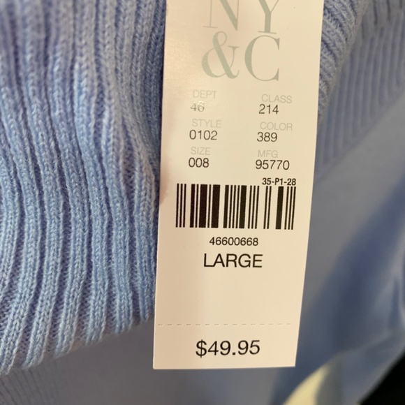 NY&C Women’s Cowl Neck Sweater with Front Zipper Pockets Size Large - Picture 6 of 6